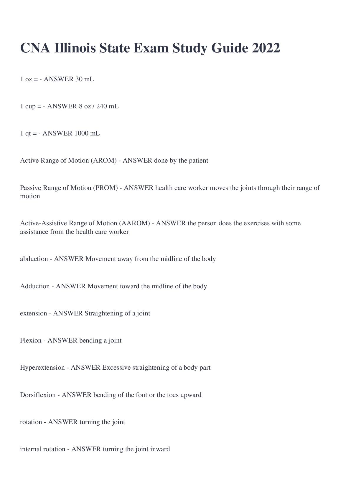 Preview image for CNA Illinois State Exam Study Guide 2022